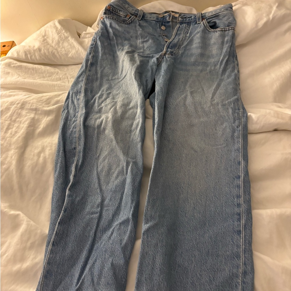 Levi's Light Blue Ribcage Straight Ankle Jeans